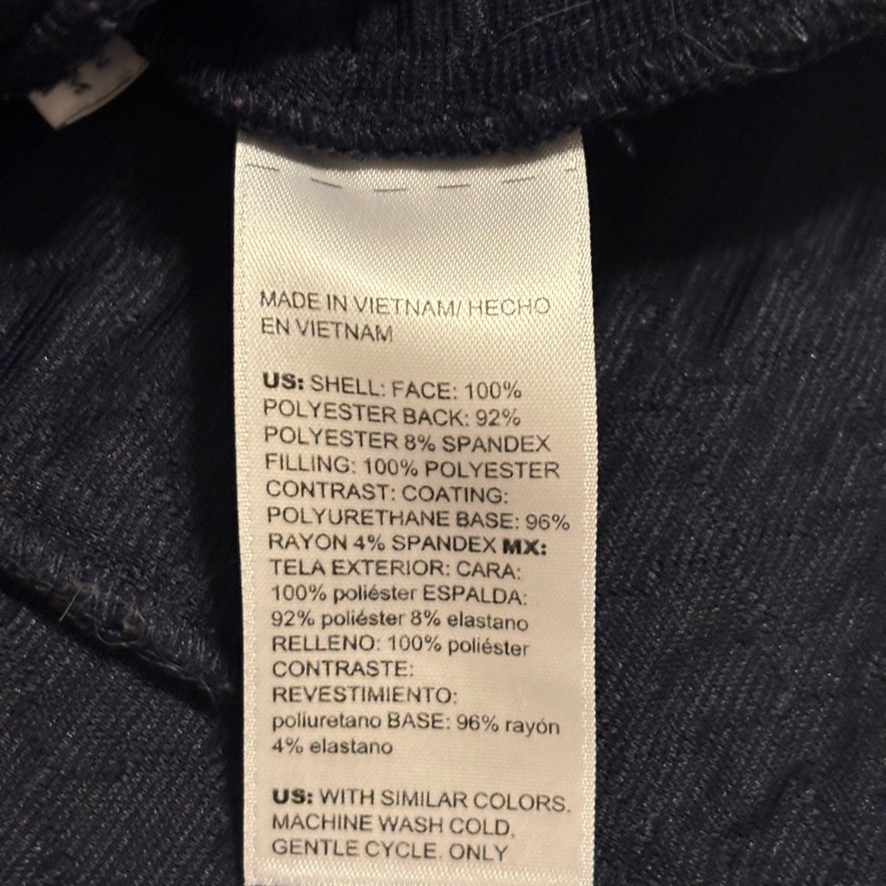 Chico’s Navy Quilted Zip Jacket Faux Leather Trim Size 2 (12) - Picture 3 of 8